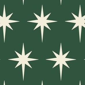 Preppy white stars on a dark green background for Christmas