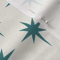 Preppy teal stars on a cream background for Christmas