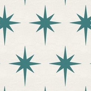 Preppy teal stars on a cream background for Christmas