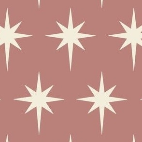 Preppy white stars on a dusty rose pink background for Christmas