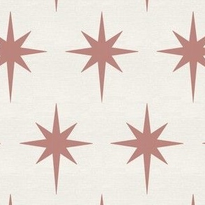 Preppy dusty rose pink stars on a cream background for preppy Christmas