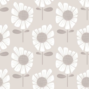 Blooming Daisy - Linen - Large Scale