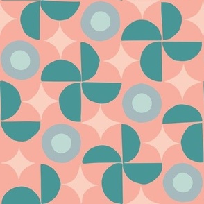 Geometric Scandinavian Pattern Pink and Teal