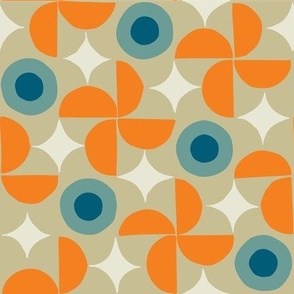 Geometric Scandinavian Pattern Orange and Blue