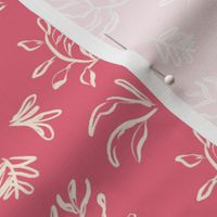 Two Tone Hand Drawn Abstract Floral in Shocking Pink and White