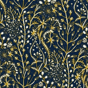 Notre Dame colors - Field of Wildflowers - Standard Gold and White on Blue