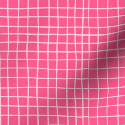Hand Drawn Two Tone Grid Lines in Shocking Pink Background