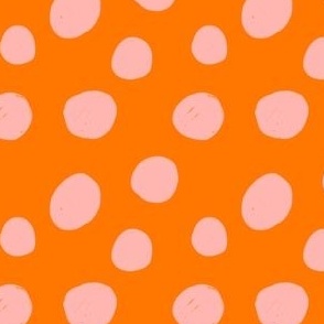 Orange Pink Two Tone Hand Drawn Dots Speckled