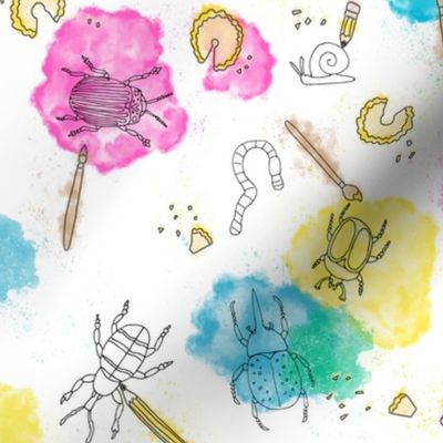 Doodle and Color Splash Bugs- Medium Print