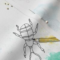 Doodle and Color Splash Bugs- Medium Print