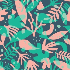 Botanical composition - Pink and Green