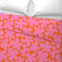 Groovy flowers in bright pink and red - large scale