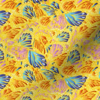 Butterfly Kaleidoscope- Rainbow Wings- Abstract Animal Print- Moths and Butterflies- Jonquil Yellow- Small Scale 