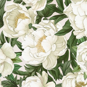 Large white Peonies, Railroaded