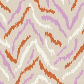 ikat inspired tiger stripes/orange pink sand/large