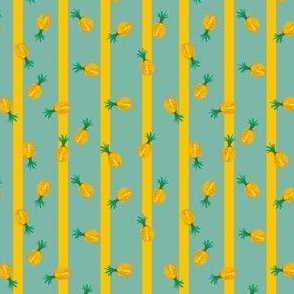 Pineapples-on-teal-yellow-stripes