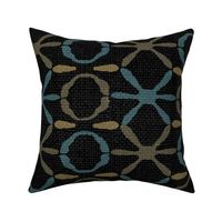 Mod Abstract Star Tortoise - Brown Blue on Black - Large