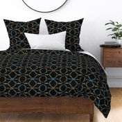 Mod Abstract Star Tortoise - Brown Blue on Black - Large