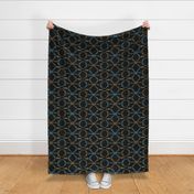 Mod Abstract Star Tortoise - Brown Blue on Black - Large