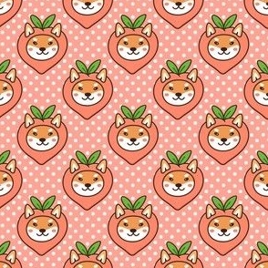 Сute kawaii dog Shiba Inu - funny fruit peach