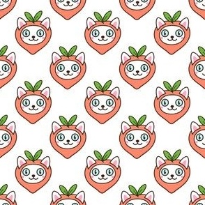 cute kawaii cat - funny fruit peach