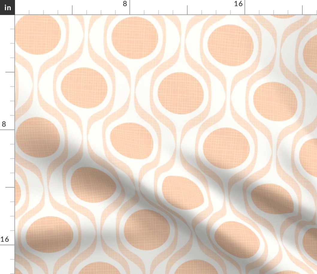 Mid century ribbons midmod vintage retro circle geometric in apricot large scale by Pippa Shaw