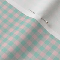 1/4" gingham - dusty aqua and pale pink