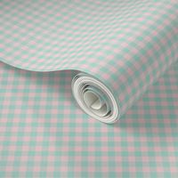 1/4" gingham - dusty aqua and pale pink