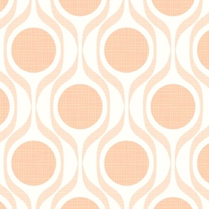 Mid century ribbons midmod vintage retro circle geometric in apricot XL 8 wallpaper scale by Pippa Shaw