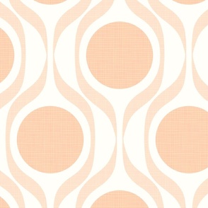 Mid century ribbons midmod vintage retro circle geometric in apricot jumbo 12 curtain duvet wallpaper scale by Pippa Shaw