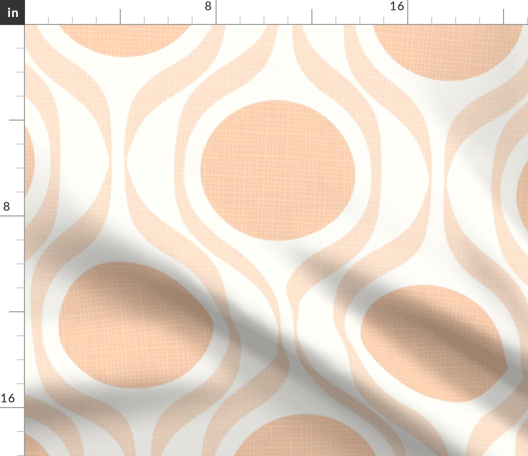 Mid century ribbons midmod vintage retro circle geometric in apricot jumbo 12 curtain duvet wallpaper scale by Pippa Shaw