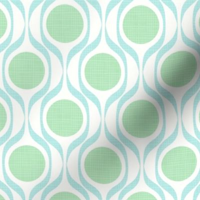 Mid century ribbons midmod vintage retro circle geometric in lime turquoise medium scale by Pippa Shaw