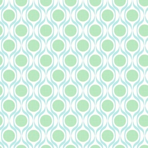 Mid century ribbons midmod vintage retro circle geometric in lime turquoise medium scale by Pippa Shaw