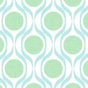 Mid century ribbons midmod vintage retro circle geometric in lime turquoise XL 8 wallpaper scale by Pippa Shaw