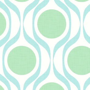 Mid century ribbons midmod vintage retro circle geometric in lime turquoise jumbo 12 curtain duvet wallpaper scale by Pippa Shaw