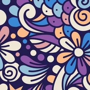 2753 A Medium - retro floral doodle