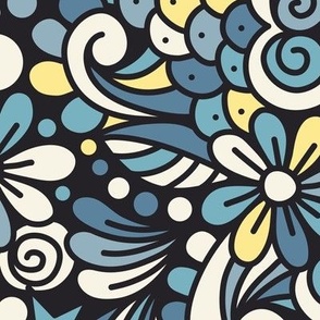 2753 D Medium - retro floral doodle