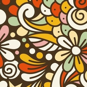 2753 E Medium - retro floral doodle