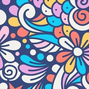 2753 H Medium - retro floral doodle
