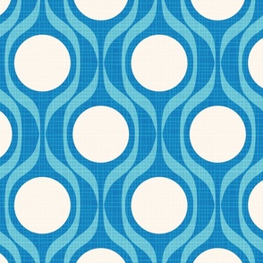 Mid century ribbons midmod vintage retro circle geometric in azure blue full moon XL 8 wallpaper scale by Pippa Shaw