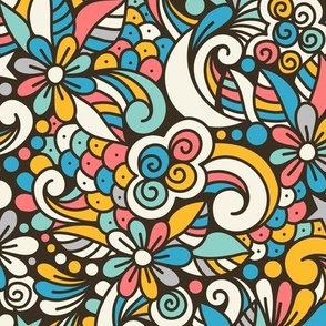 2753 B Small - retro floral doodle