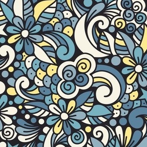 2753 D Small - retro floral doodle