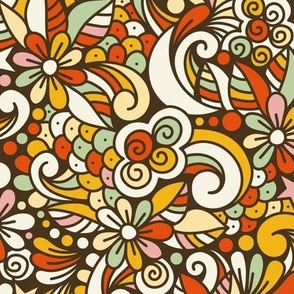 2753 E Small - retro floral doodle
