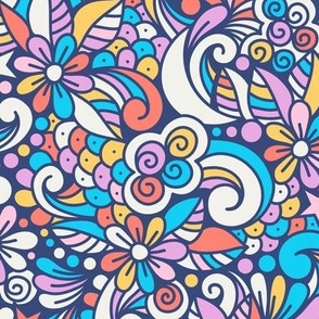 2753 H Small - retro floral doodle