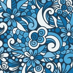 2753 J Small - retro floral doodle