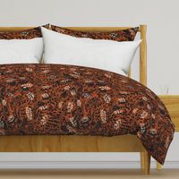 Animal print leopard/ feathers burnt sienna