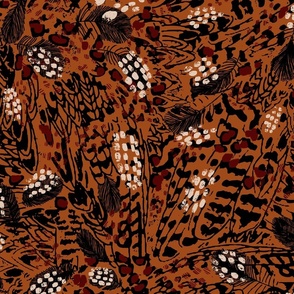 Animal print leopard/ feathers burnt sienna