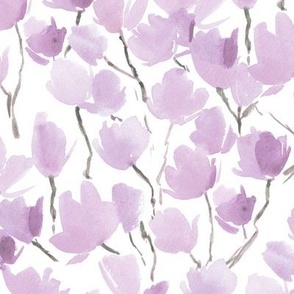 Lilac Spring bloom in Milan - watercolor magnolia florals - painted loose flowers for home decor wallpaper b141-8