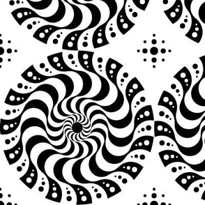 Op Mandala Tiles, Black and White