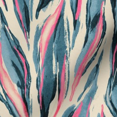 Abstract Animal Stripes in Pink, Cream and Cyan - large